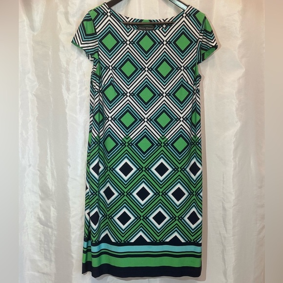 Jessica Howard Multicolor Dress – Medium – Blue, Green, White, Navy - Midi - Picture 1 of 7